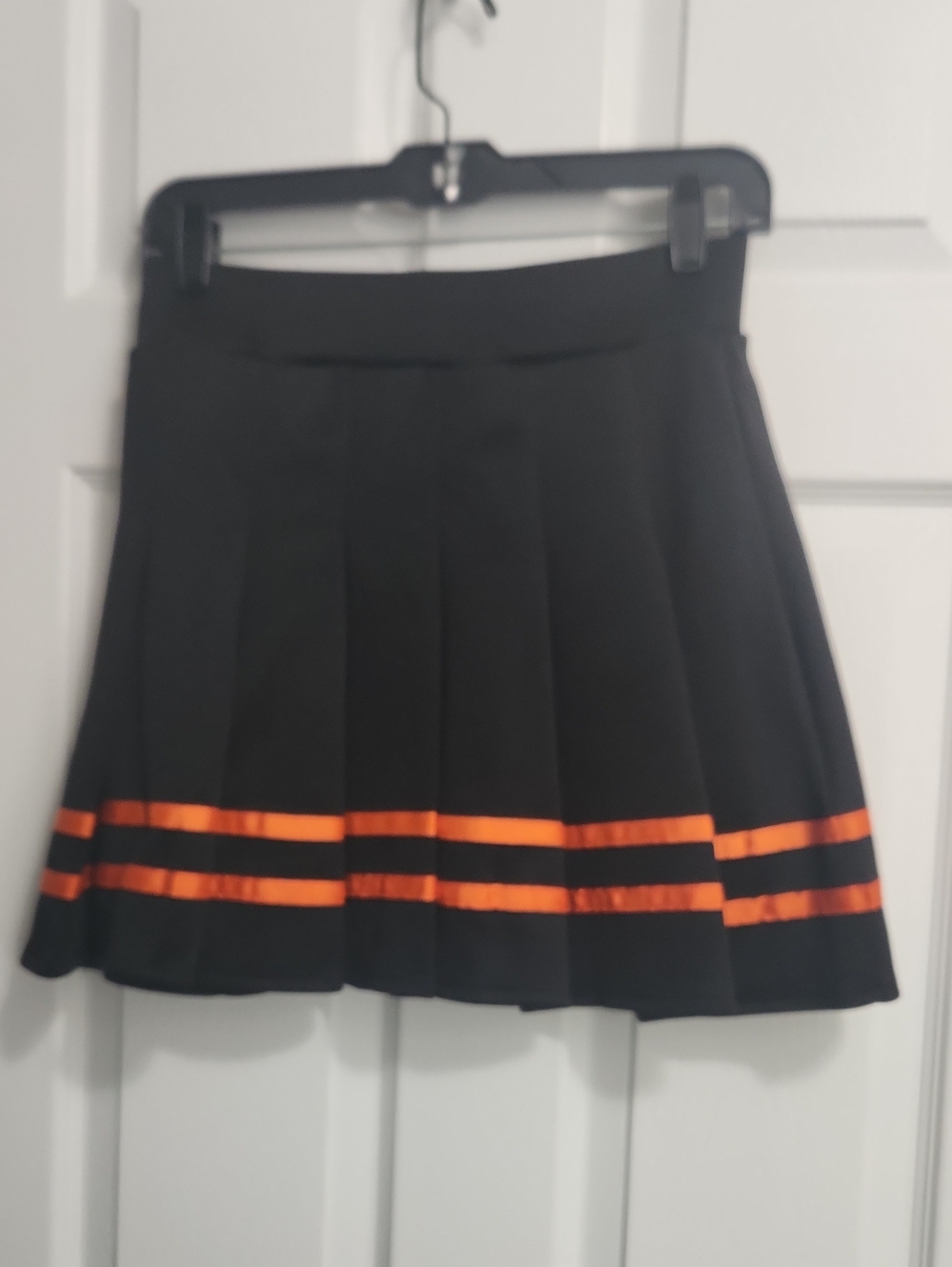 Bengals Black Pleated Mini Skirt with Orange Hem Stripes